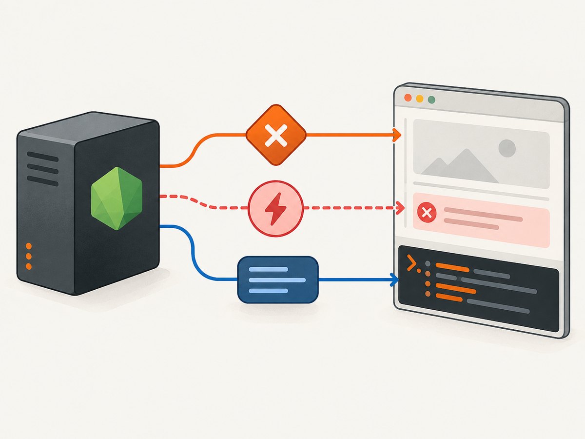 Node rejections, page errors, and browser console messages are separate signals and need separate listeners.