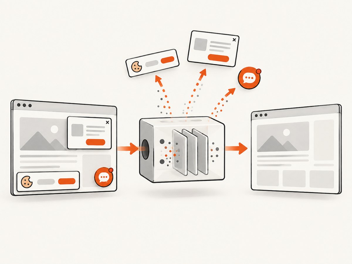 ScreenshotNeo removes common consent and popup distractions before producing a clean capture.