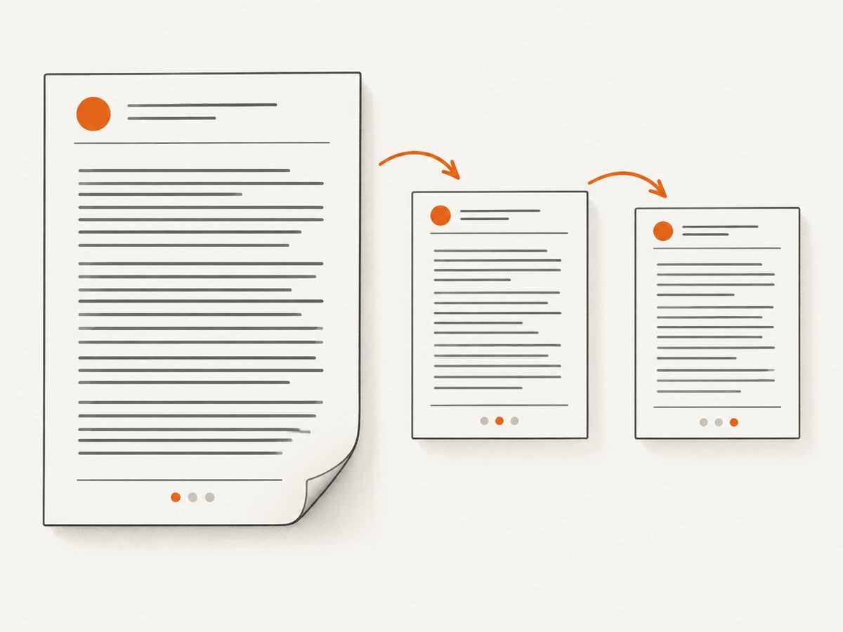 Flowing Content continues a variable-length text element onto generated overflow pages while selected elements repeat.