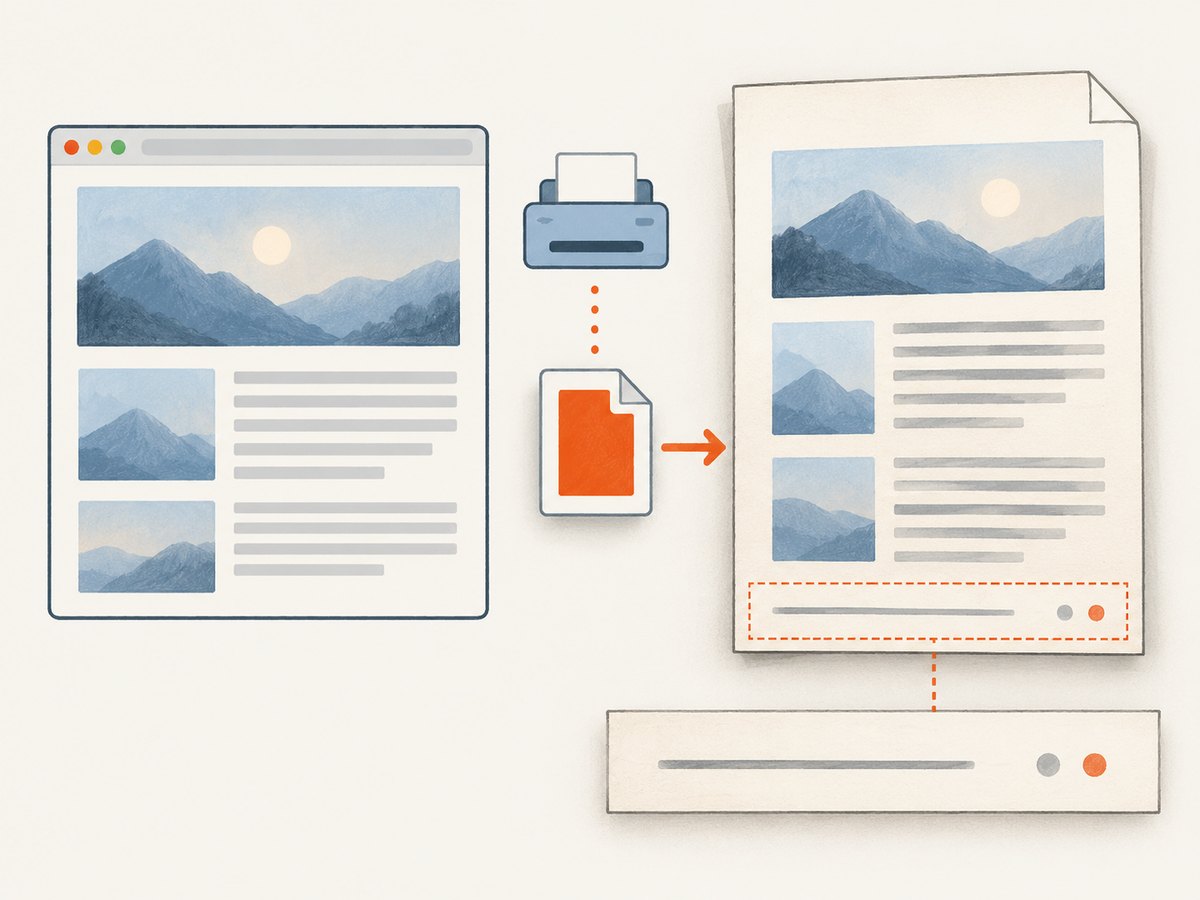 The PDF body and the footer template are separate parts of the printed output.