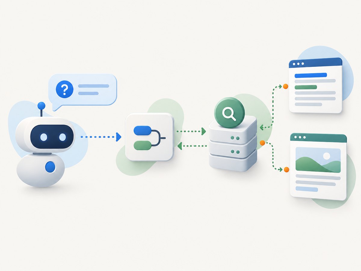 An MCP server connects an AI client to search tools; some servers also fetch page content.