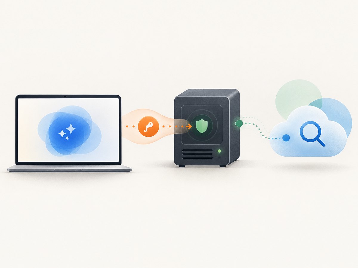 A local client configuration starts the server and supplies its provider credential.