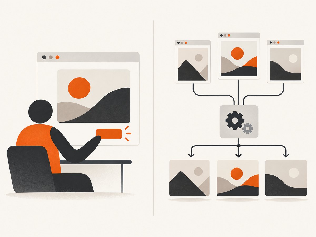 A downloadable PNG suits a one-off card; API or framework rendering can produce cards for many pages.