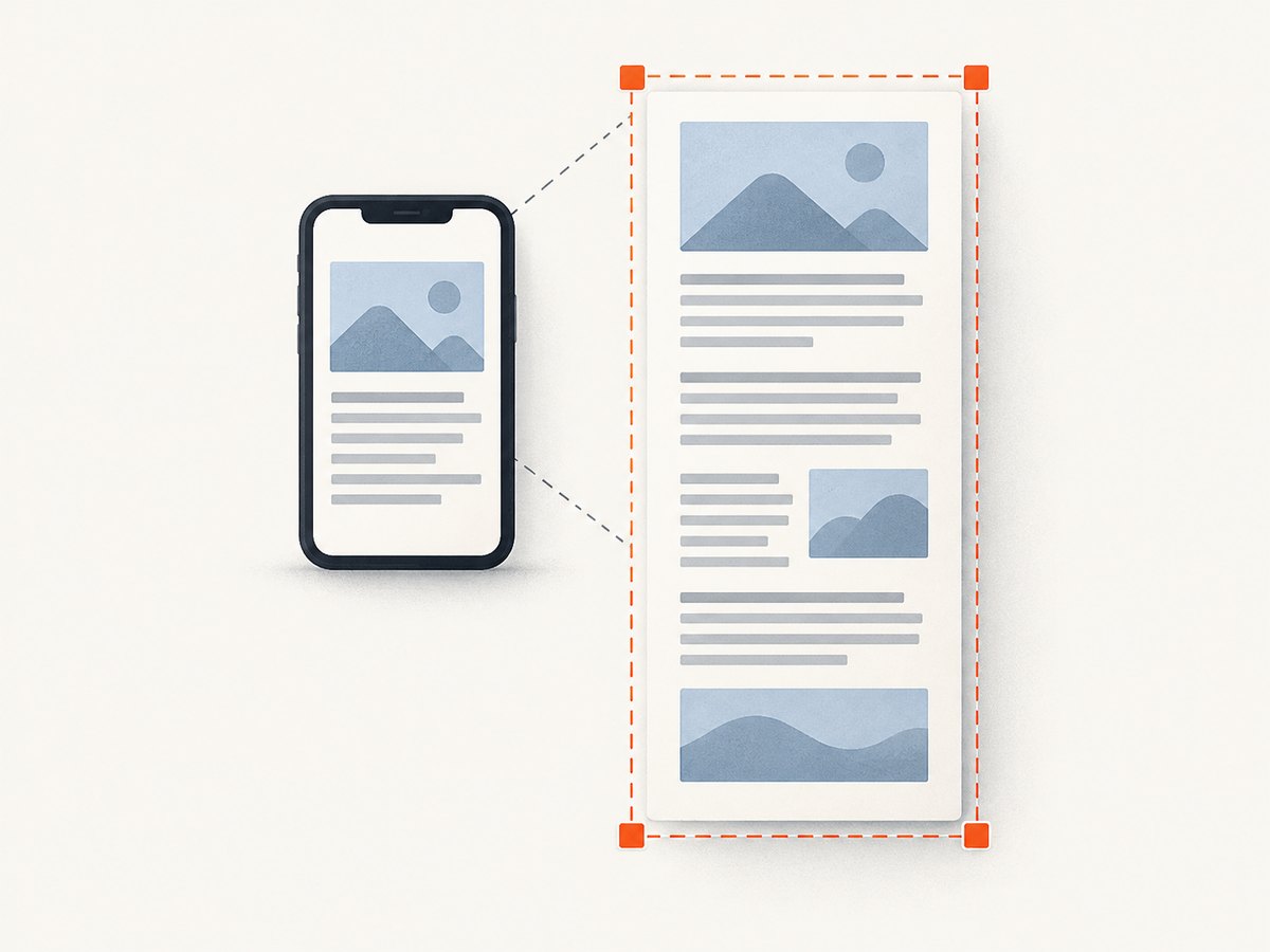 Long screenshot tools extend the capture beyond the phone's visible viewport.