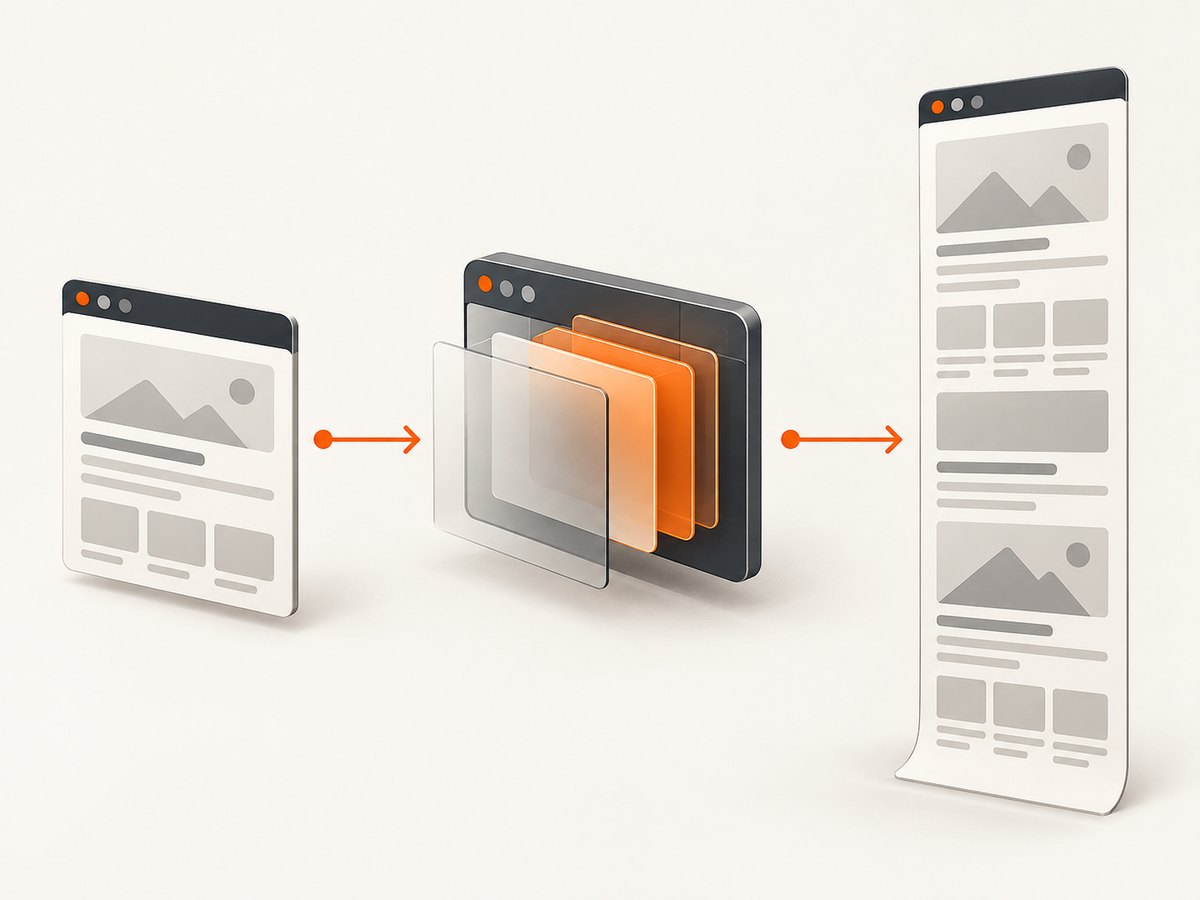 A full-page capture renders the document beyond the visible viewport and combines it into one image.