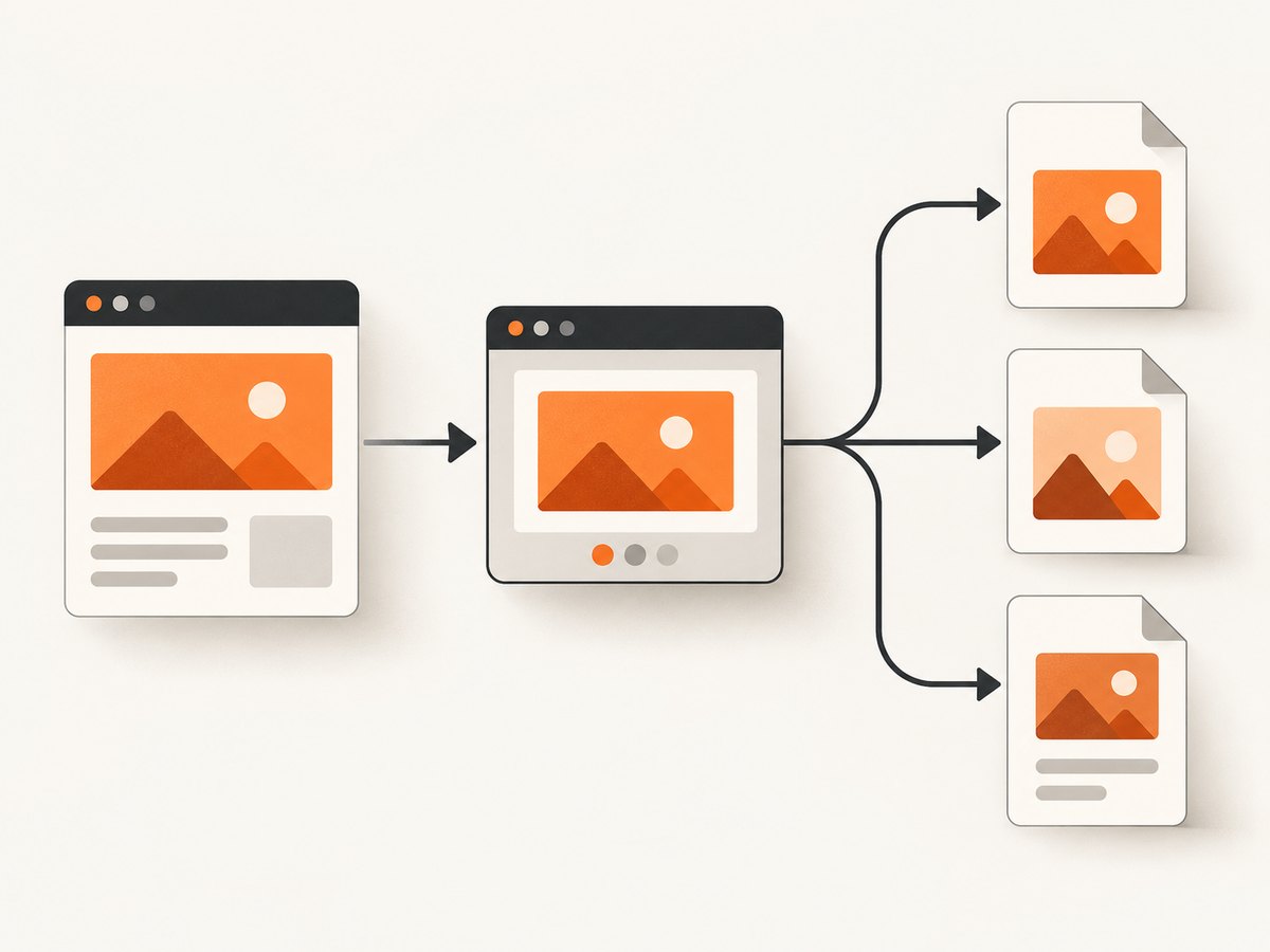 A screenshot workflow can produce a viewport image, a full-page document, or an automated image response.