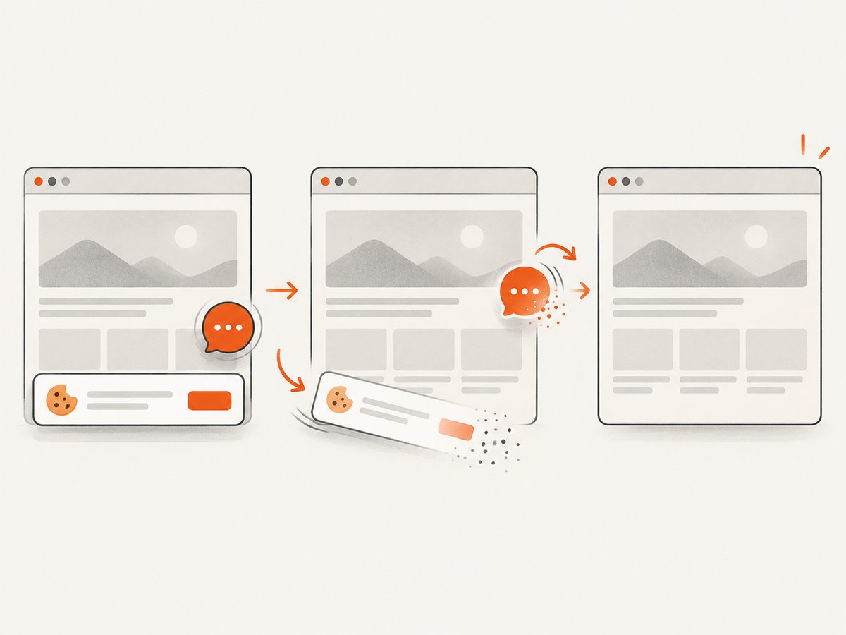 A clean capture can remove consent banners, popups, and chat widgets before the image is returned.