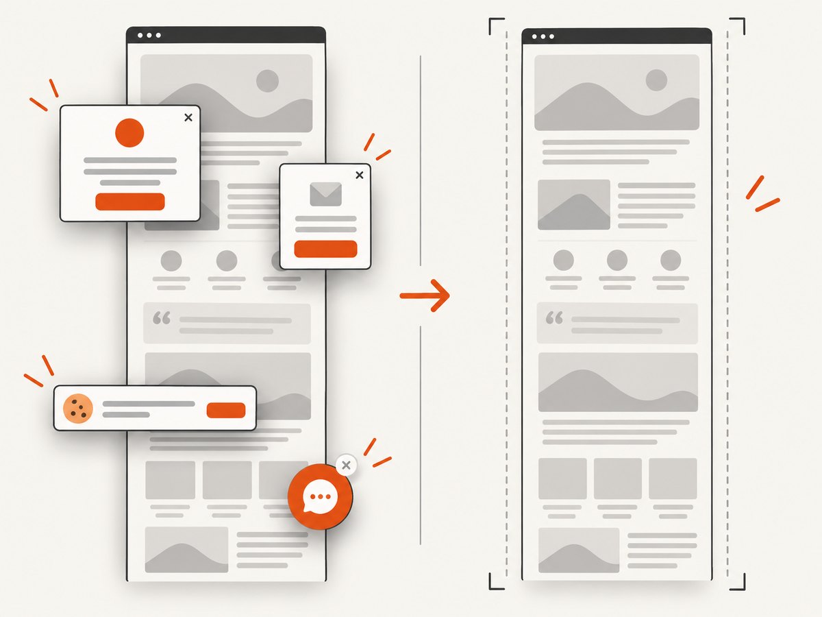 A clean web capture can remove common overlays before saving the page image.