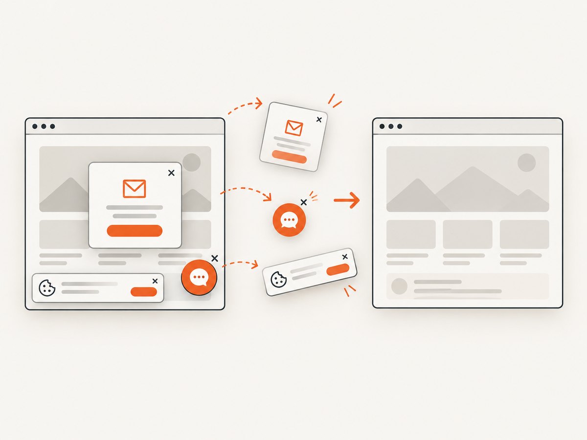 Automated capture can remove consent banners and overlays before rendering the final image.