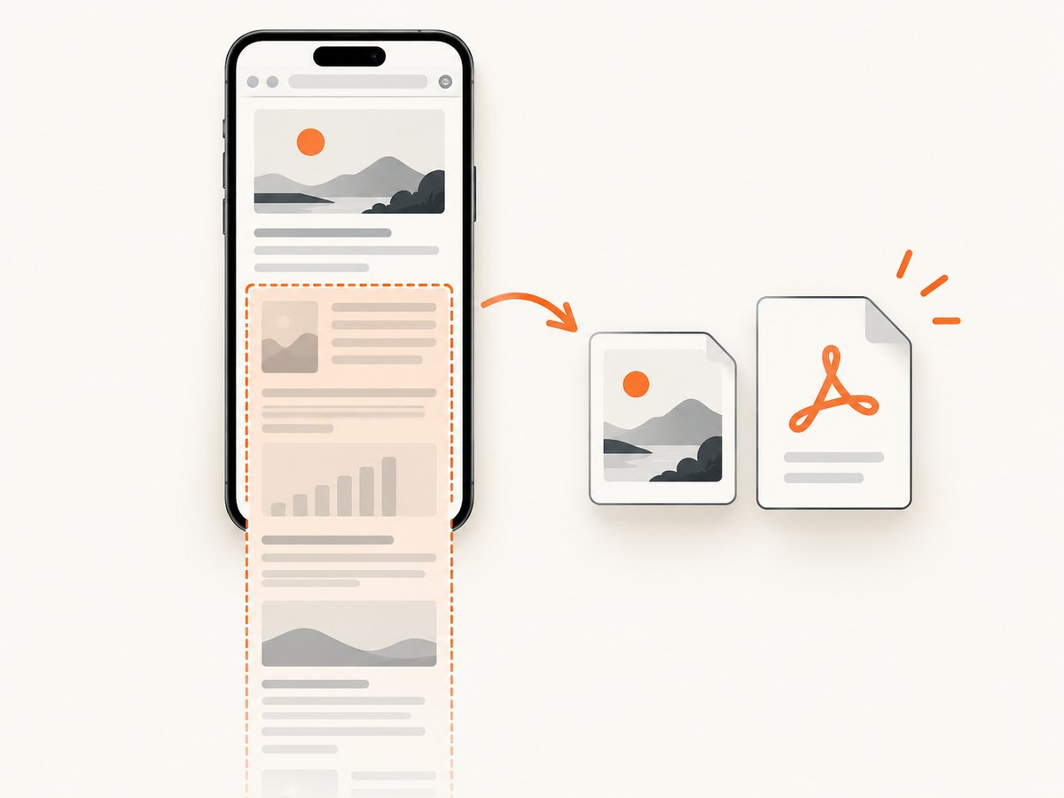 Safari’s Full Page control captures content beyond the visible iPhone screen.