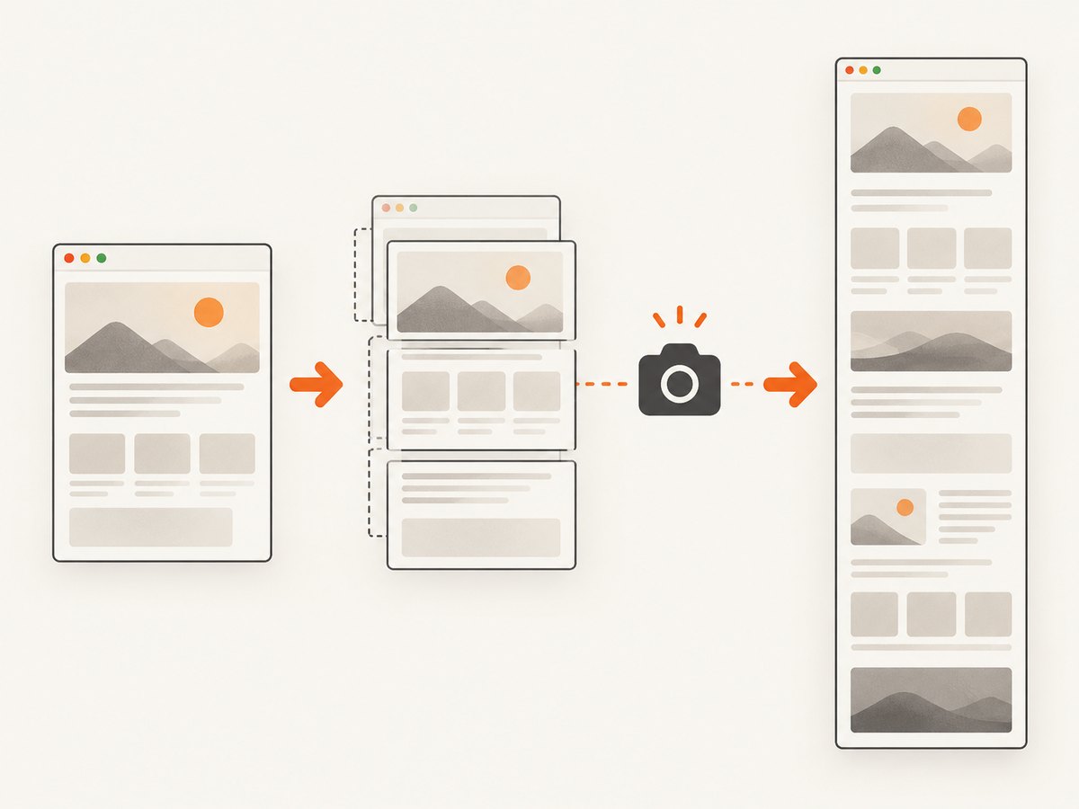A full-page capture renders content below the visible browser viewport into one image.