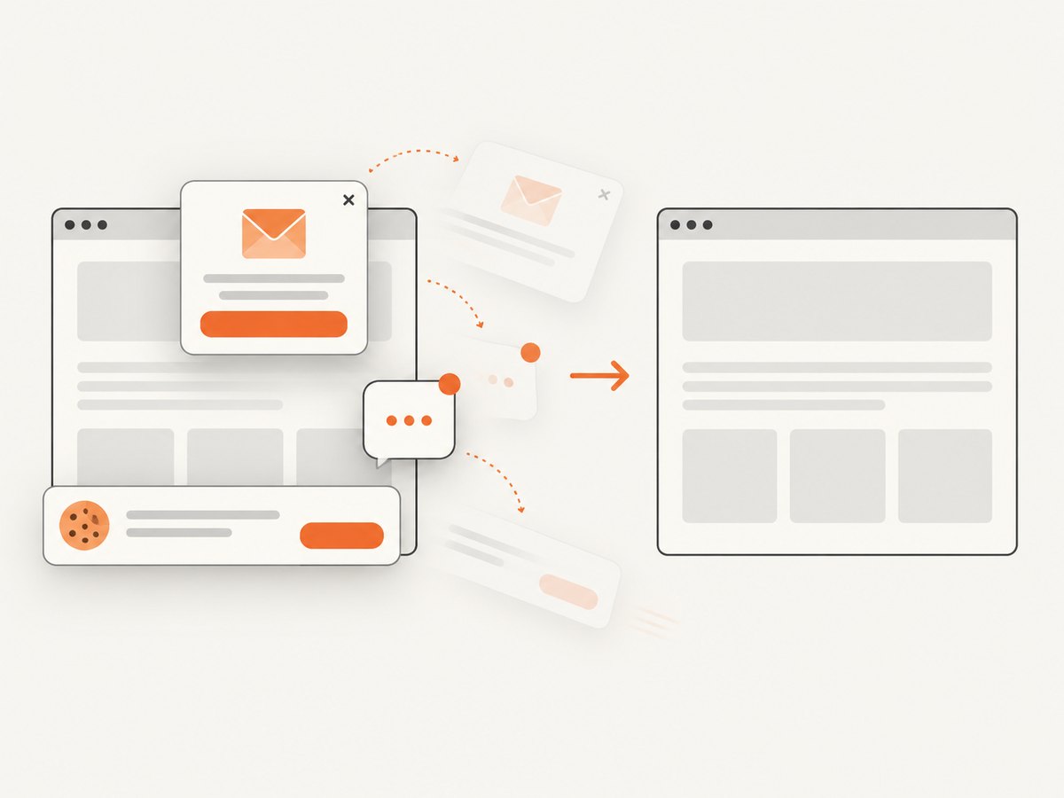 Overlays and consent widgets can obscure a capture unless they are dismissed or removed first.