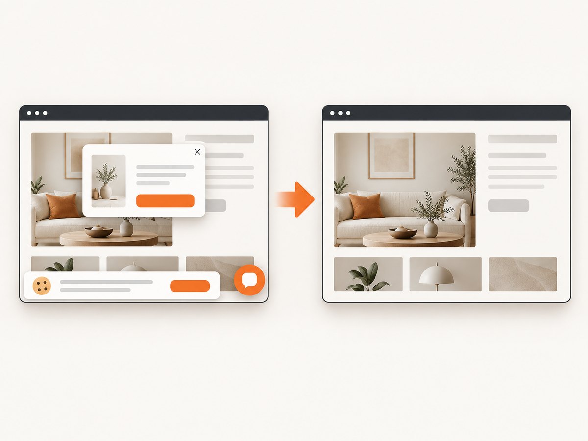 Automated capture can remove common overlays before saving the page.