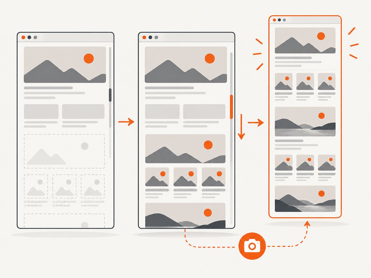 Django serves the route; Playwright renders it and captures the browser's full scrollable page.