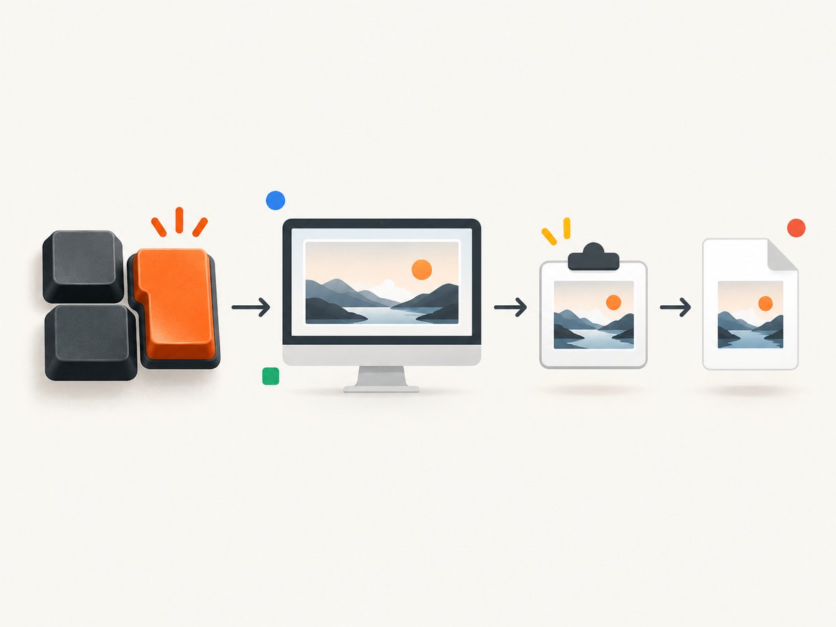 A shortcut can place the full screen in the clipboard or save it directly as an image file.