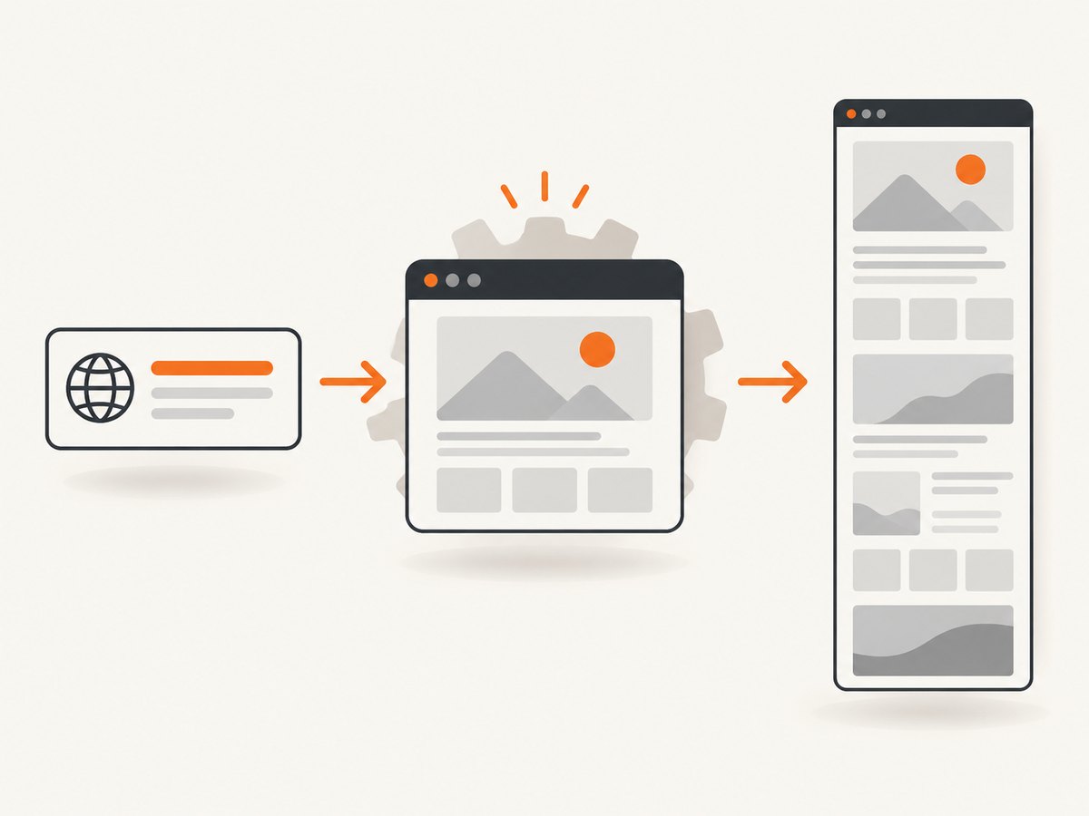 A full-page screenshot workflow renders the URL before producing the complete image.