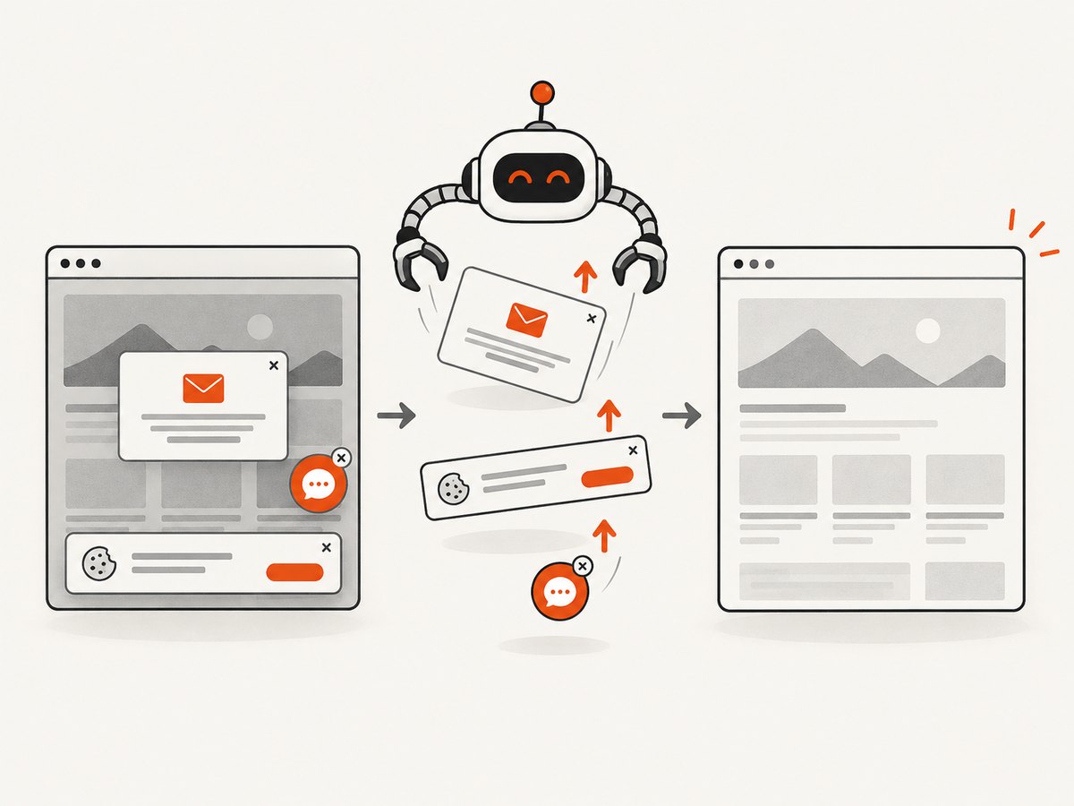 Browser automation captures a page after readiness checks and optional cleanup steps.