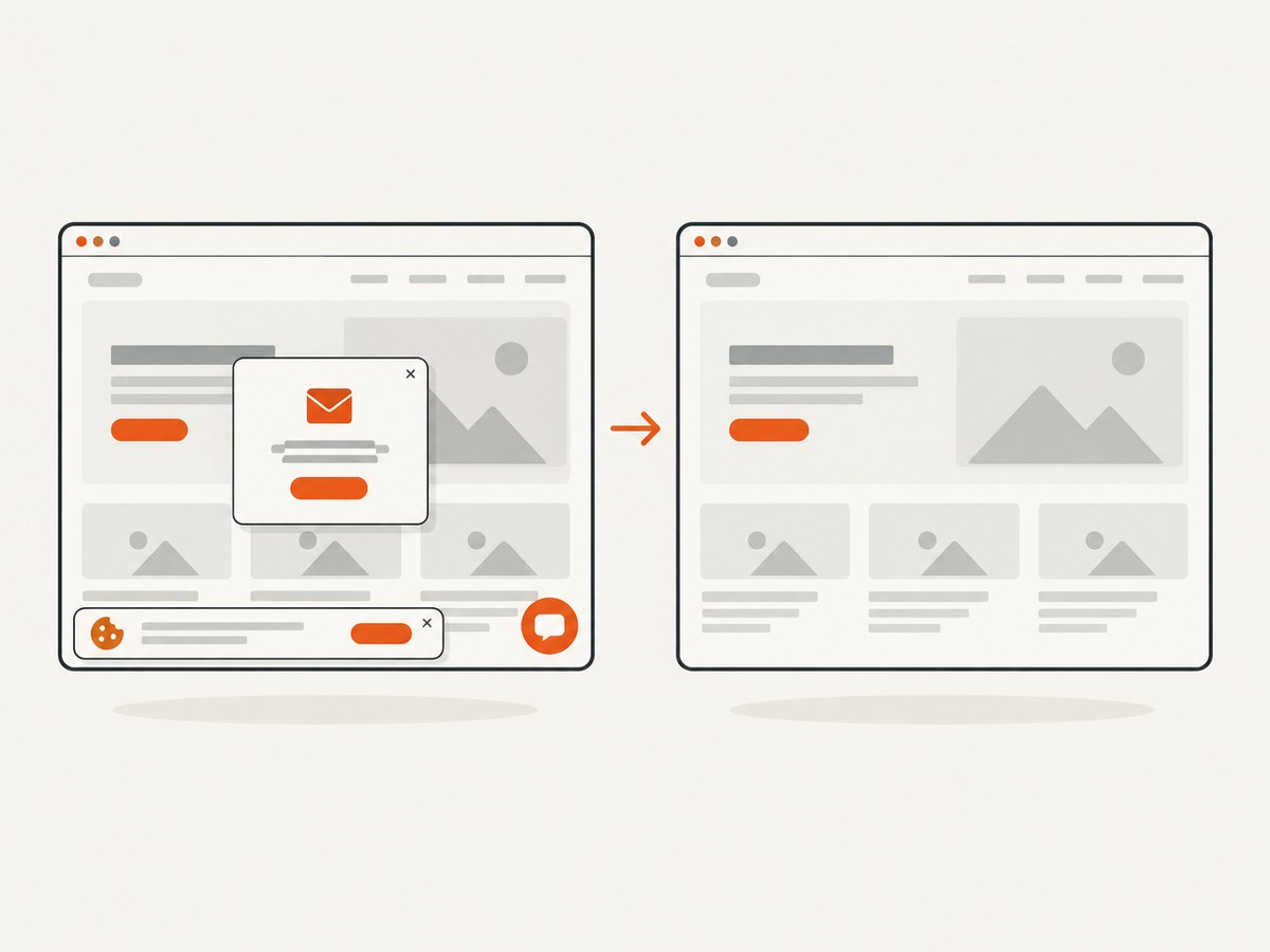 A rendered capture can remove consent overlays and other visual clutter before analysis.