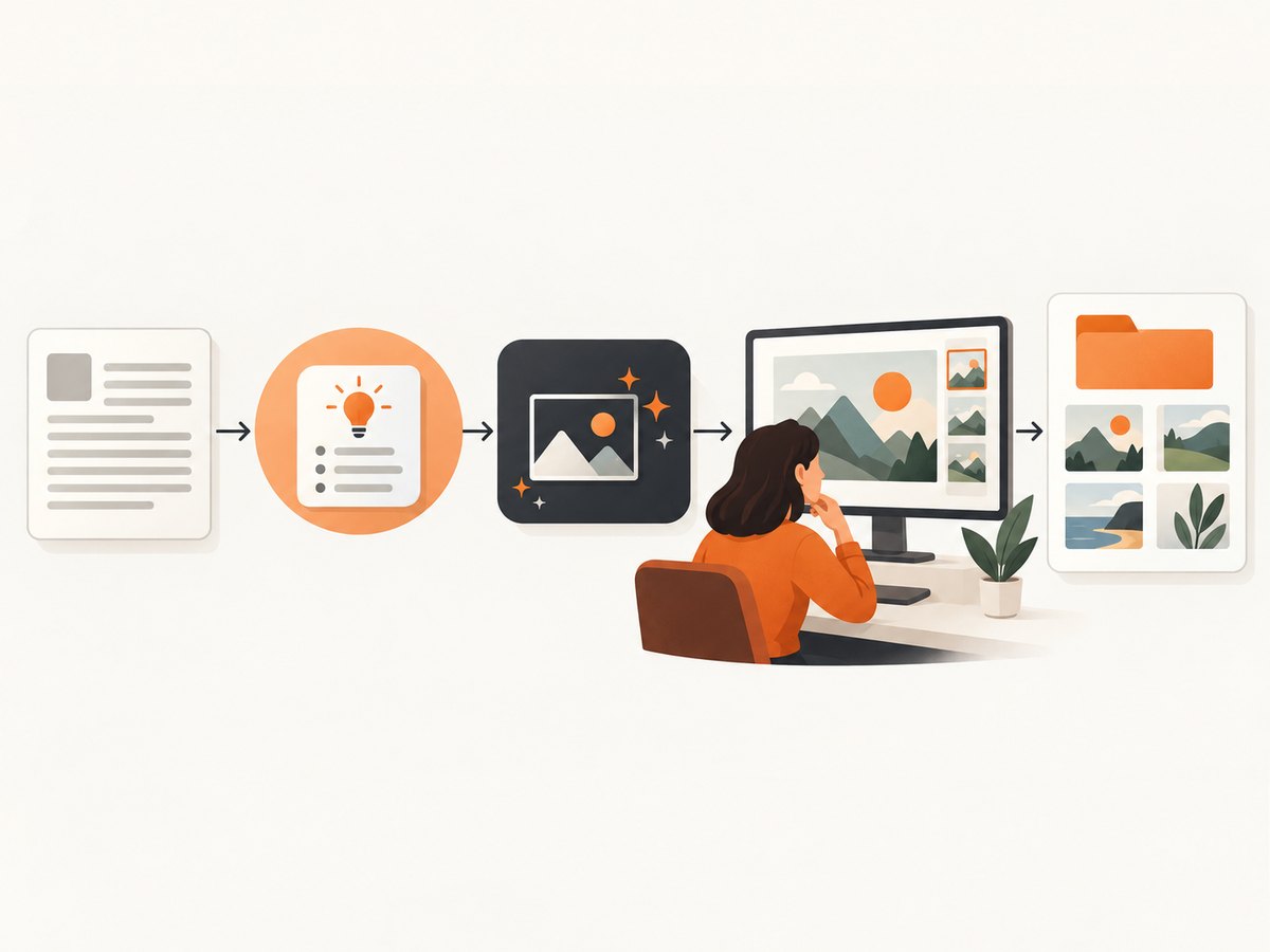 A reliable workflow separates image generation, editorial review, and CMS publication.