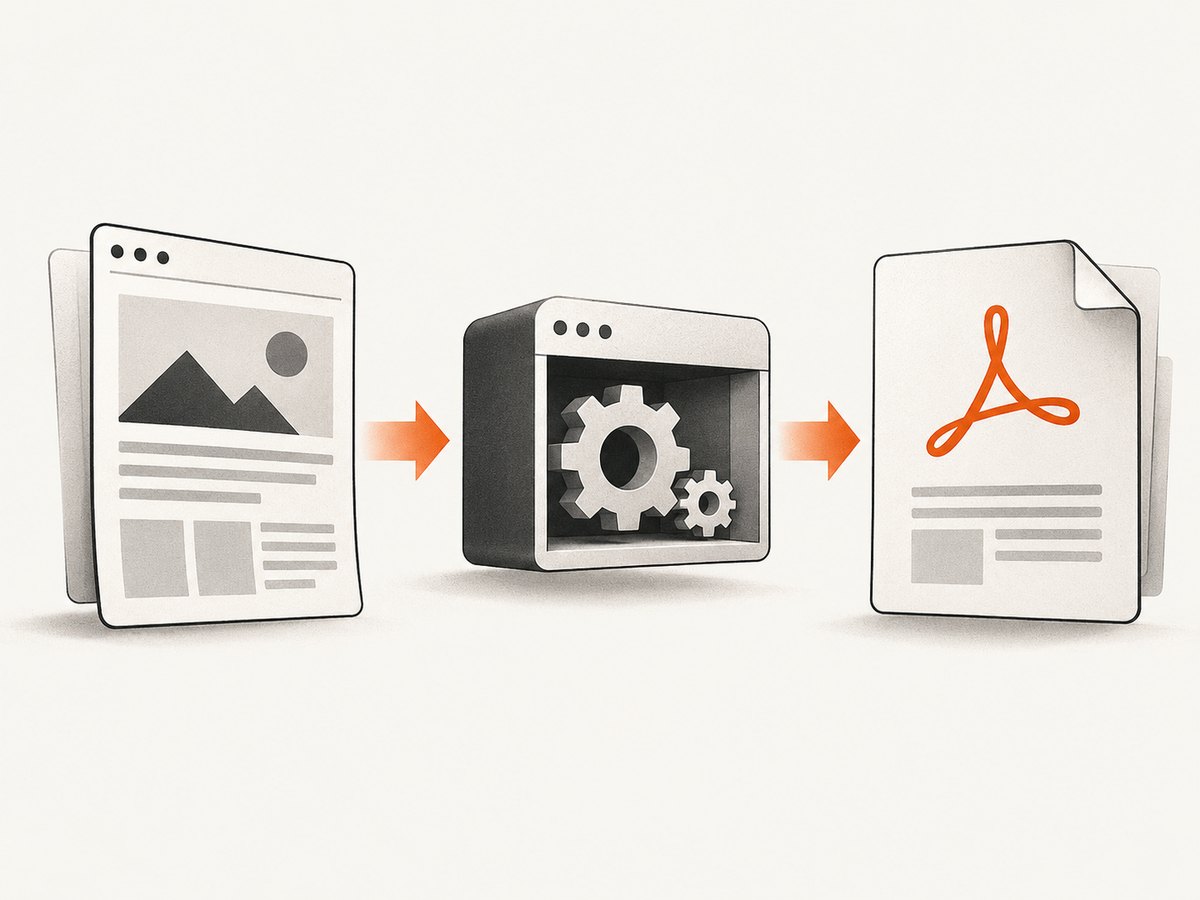 The browser renders HTML before PDF bytes are saved or downloaded.