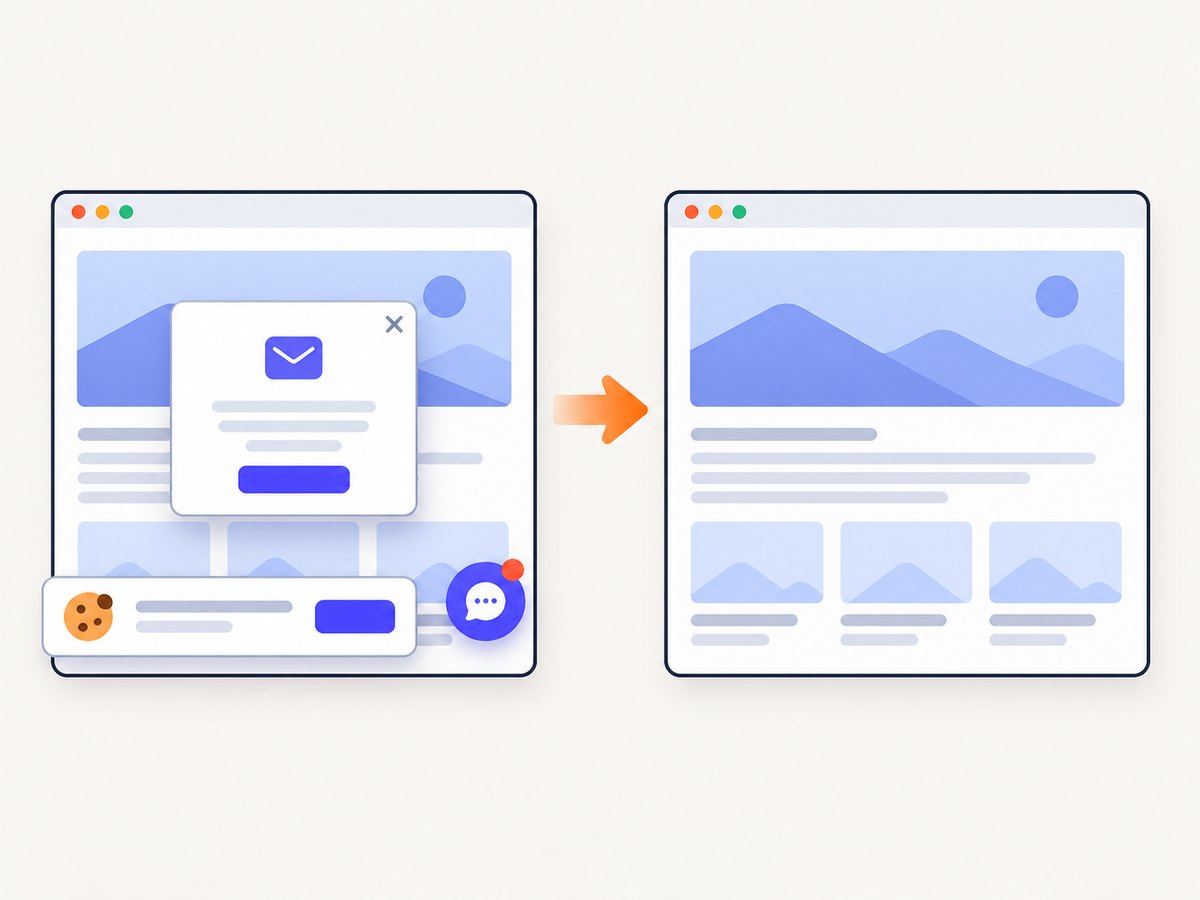Cleanup steps remove obstructive website overlays before a screenshot is billed.