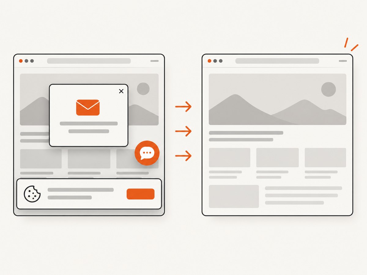 Clean captures remove visitor-facing overlays before the screenshot is produced.