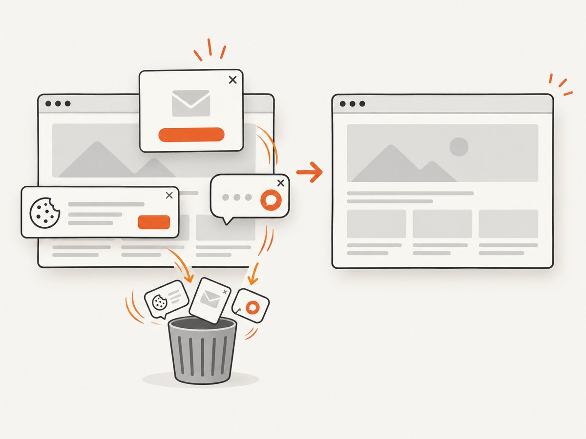 A clean capture removes obstructive consent banners, popups, and chat widgets before the image is returned.