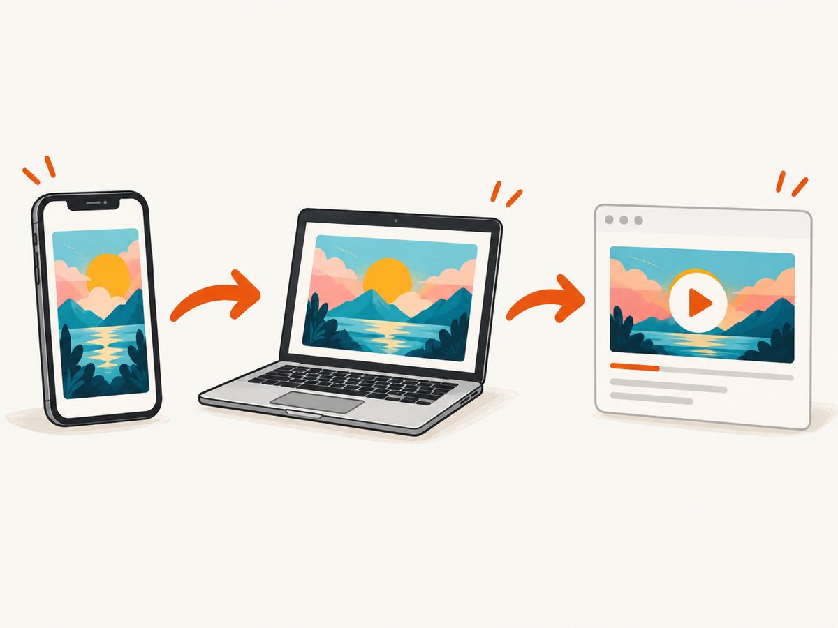 A thumbnail app creates the image; YouTube Studio attaches it to the video.