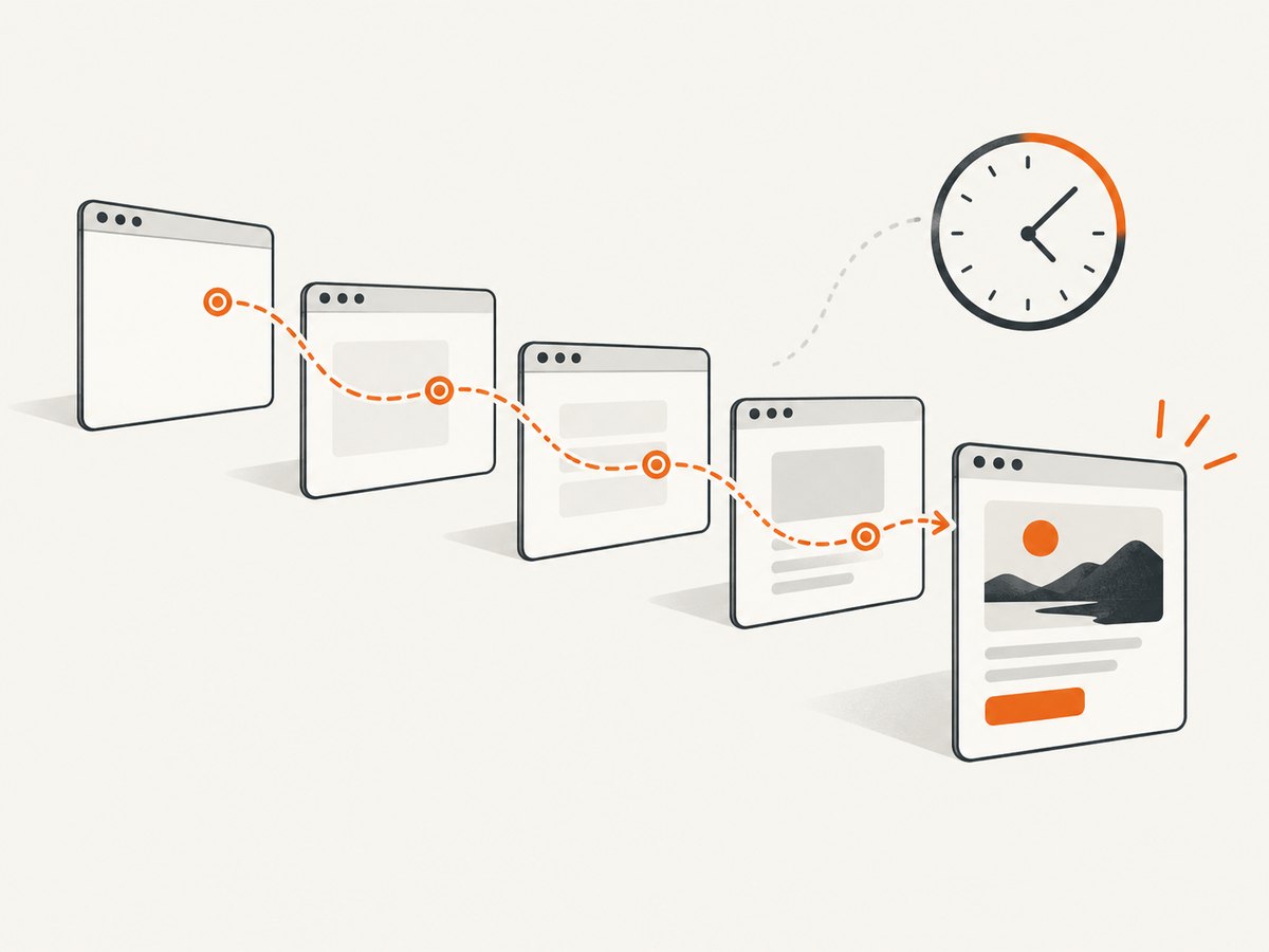 A target can exist before navigation finishes, so wait for the expected URL condition.