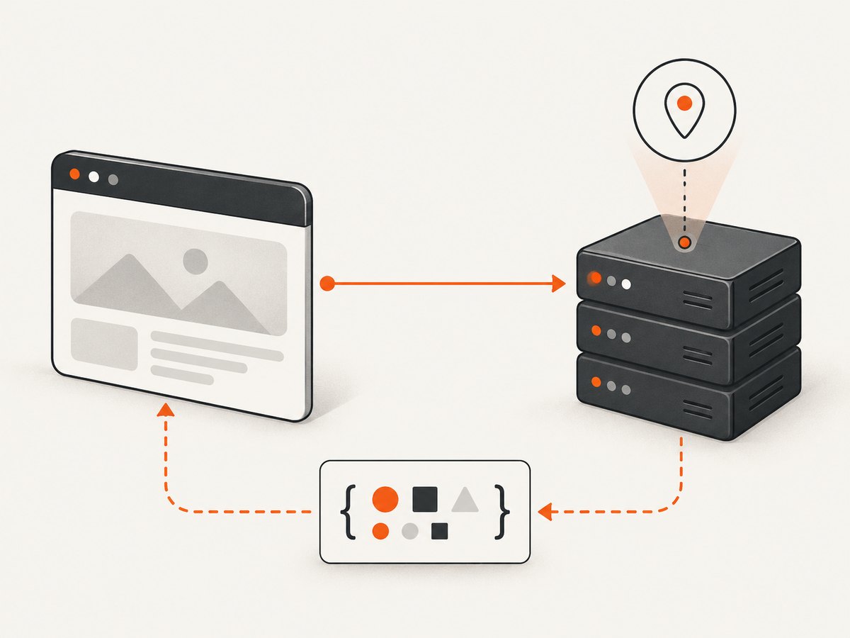 The browser asks your server, which returns the address it observed for the HTTP request.