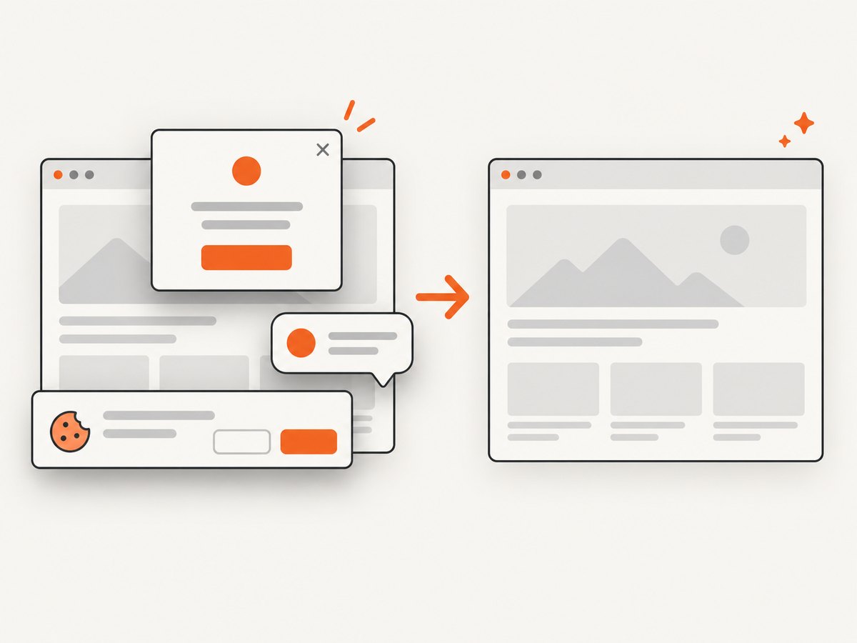 Consent banners and overlays can be removed before a screenshot reaches an agent.