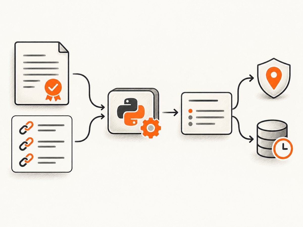 An authorized extraction flow starts with written scope and ends with validated, minimized records.