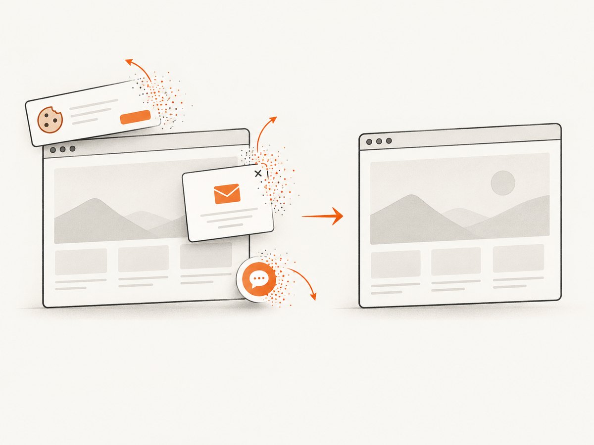 A clean capture workflow removes obstructive overlays before rendering the page.