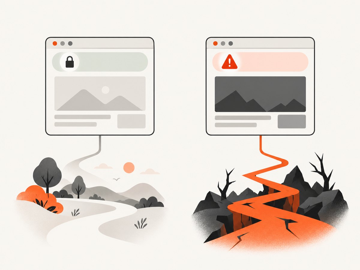 A secure connection and a Safe Browsing warning describe different risks.
