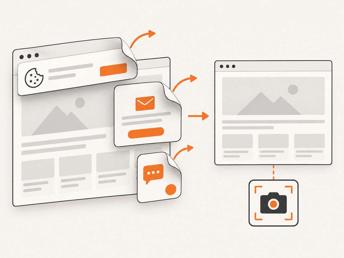 Screenshot services can remove common overlays before capture so the resulting image is ready to use.