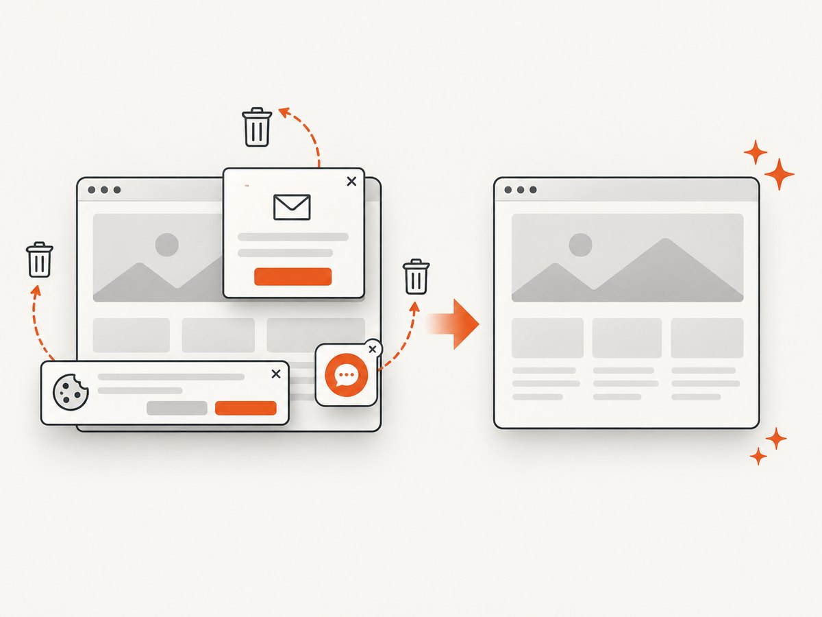 Consent banners, popups, and chat widgets can change the capture unless they are handled before rendering.