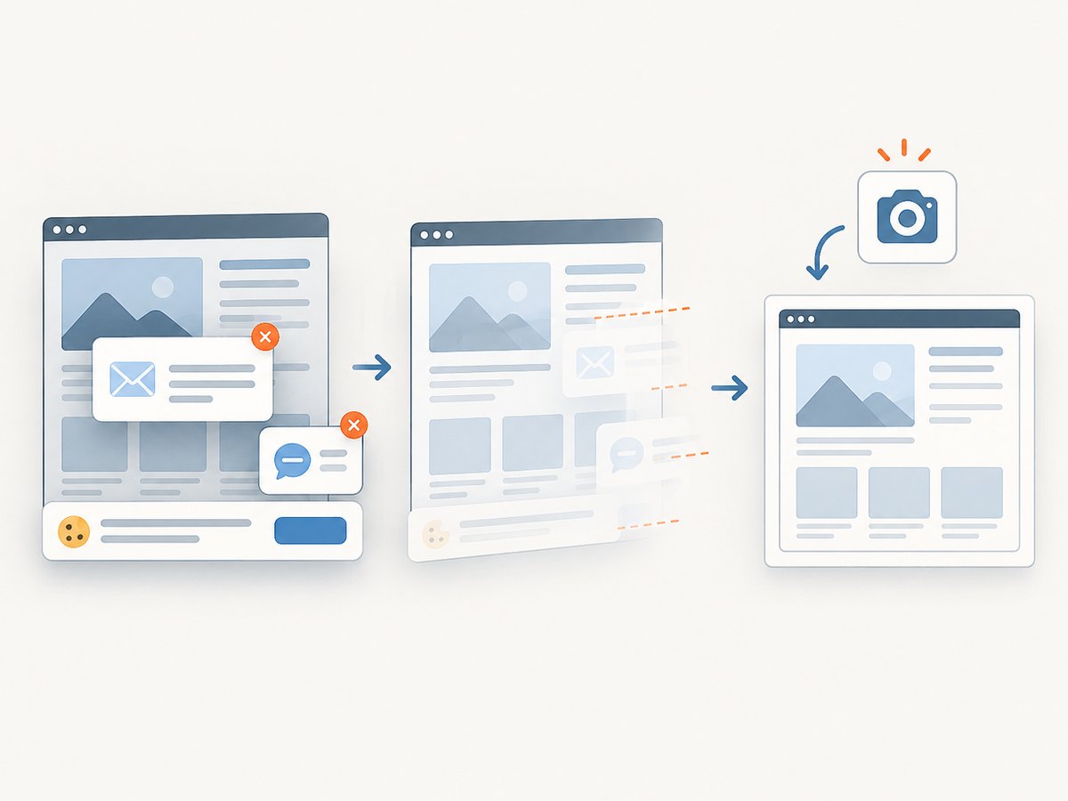 A screenshot service can handle common overlays before returning the page image.