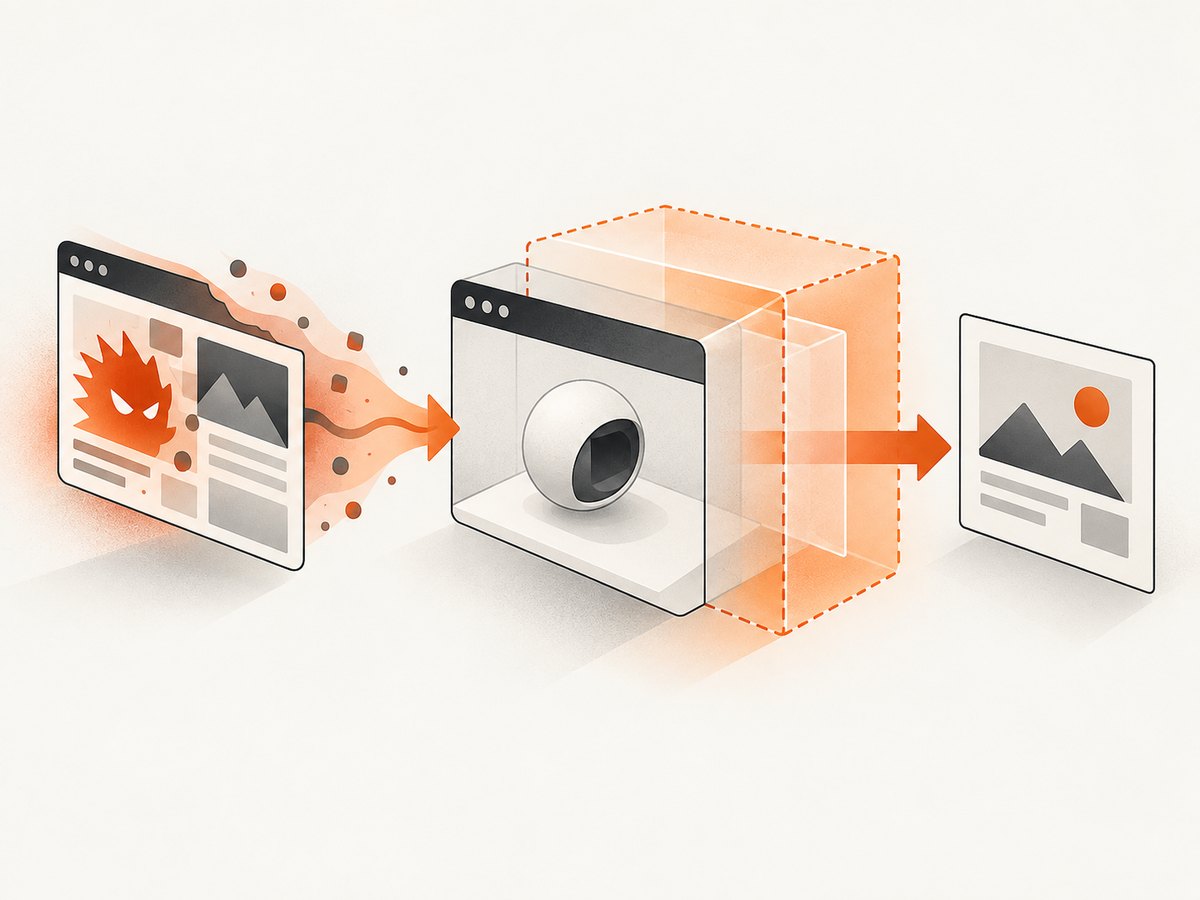 A browser sandbox limits what a compromised page renderer can access before an image is produced.