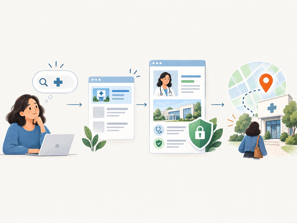 Map healthcare SEO work to patient tasks, clinical review, and a clear local next step.