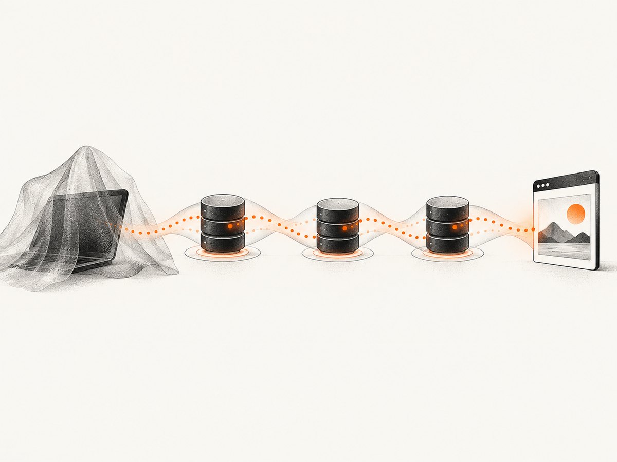 Tor distributes the route across relays and protects only configured applications.