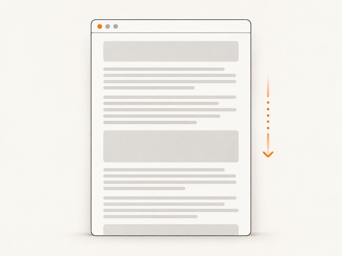 Temporary scrollbar CSS hides the visual bar while preserving the page's scrollability.