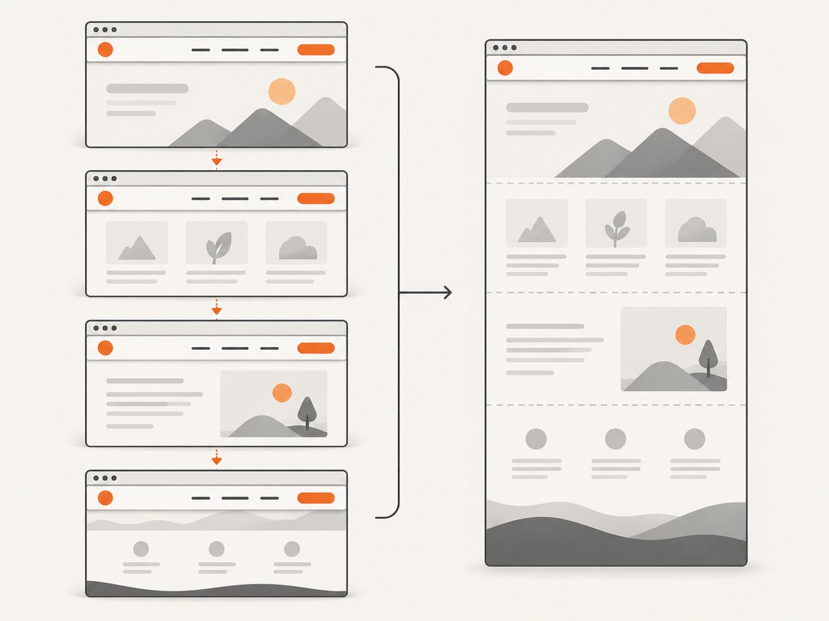 Cypress builds full-page screenshots by capturing successive scroll positions and stitching them together.