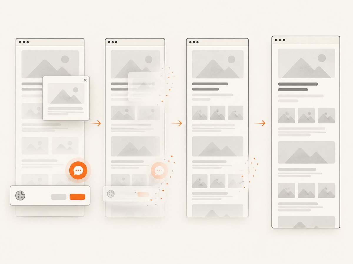 Lazy content and overlays can change what appears in a full-page capture.
