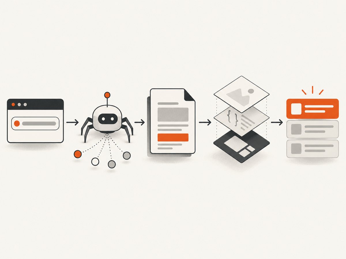 Google’s pipeline separates discovery, fetching, rendering, indexing, and Search presentation.