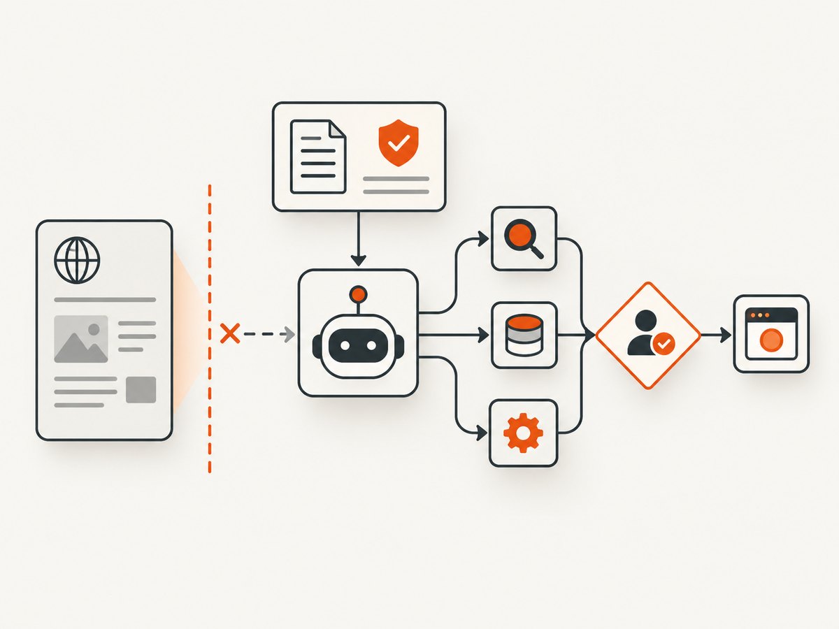 Separate untrusted content from instructions and place approval gates around sensitive actions.