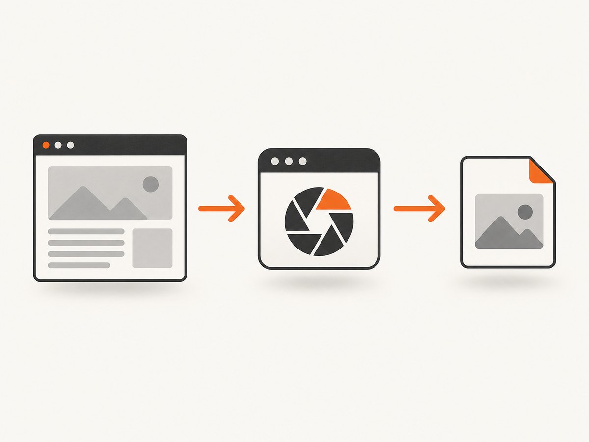 A browser or capture API renders a page and saves the resulting visual.