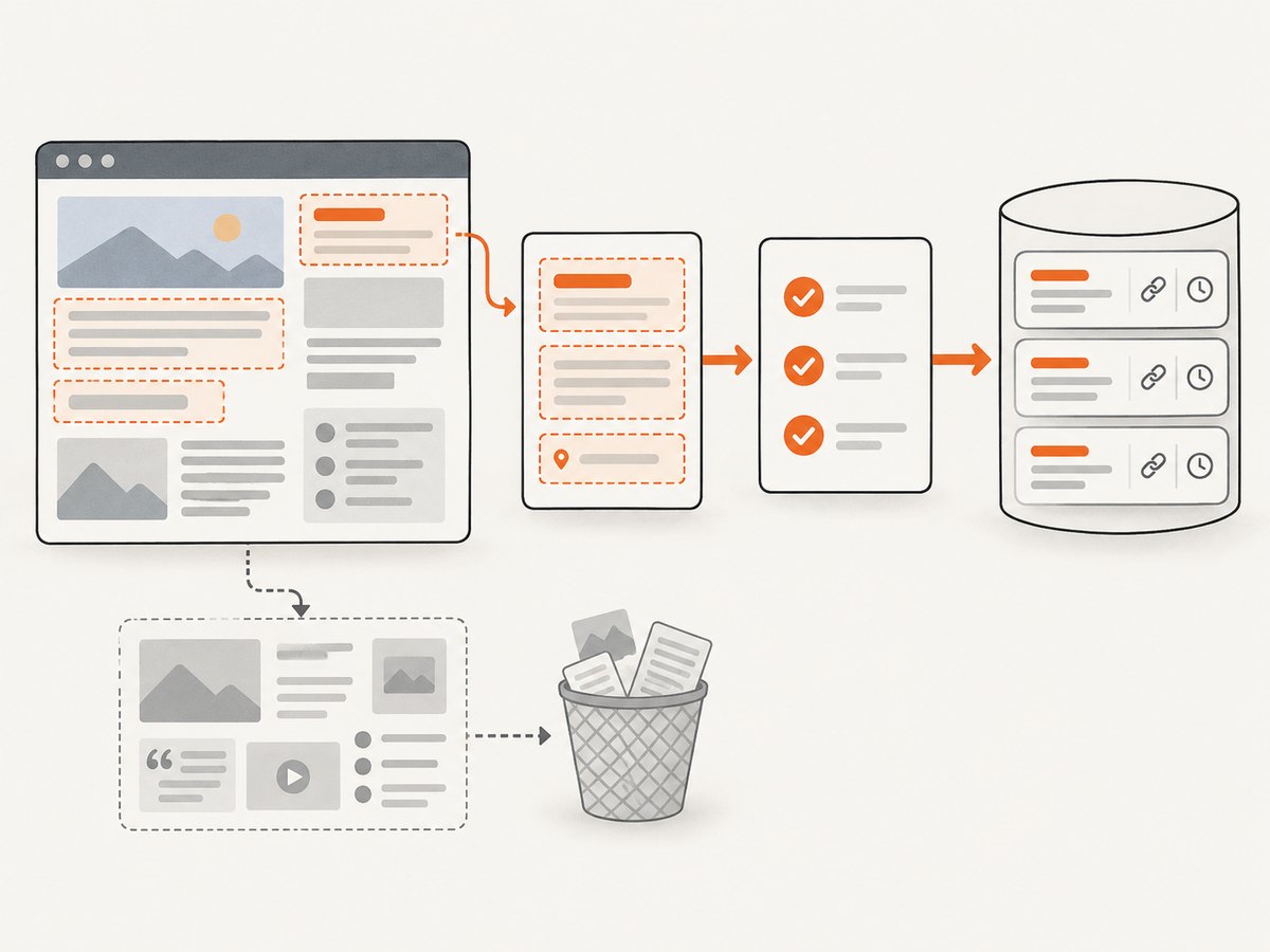 A narrow extraction and validation pipeline keeps records auditable and useful.