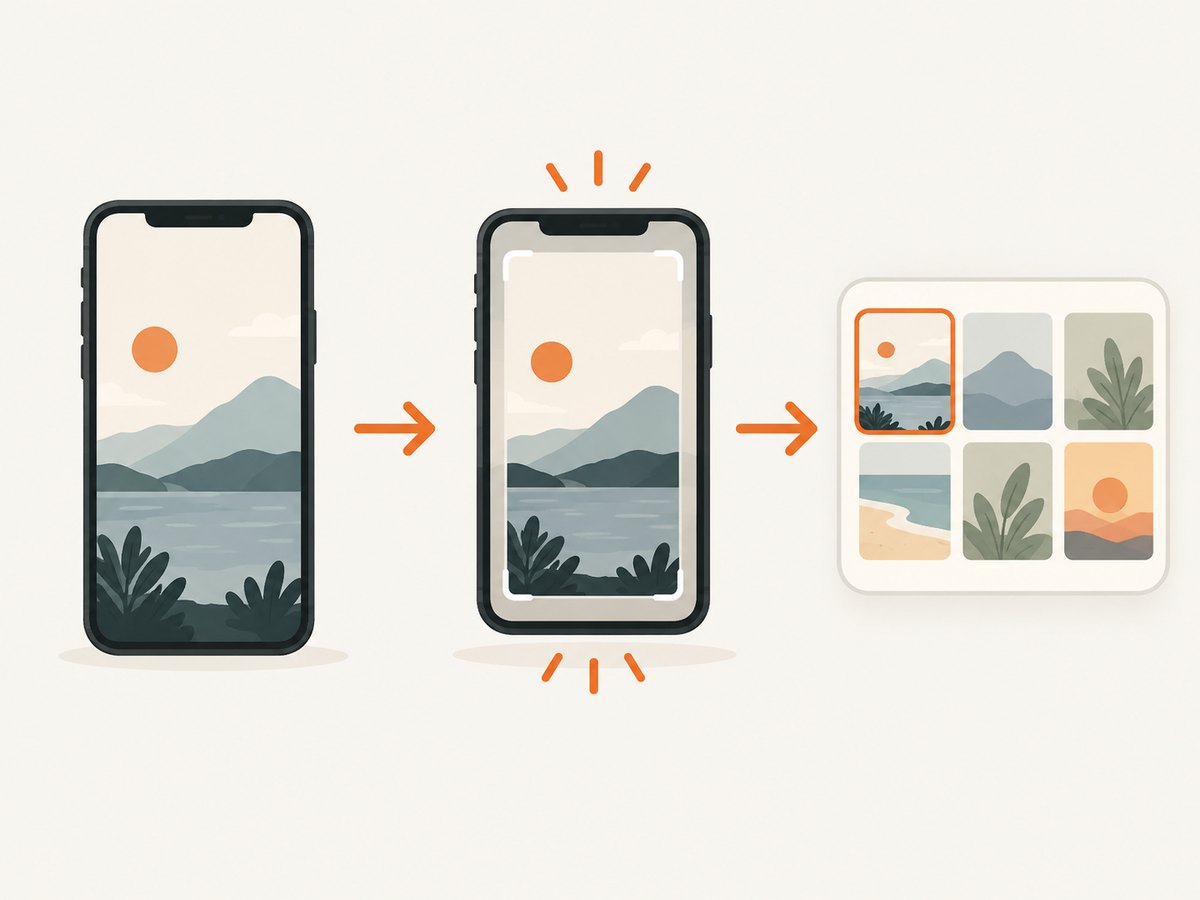 A screenshot is captured from the visible phone screen and saved to Photos or Gallery.