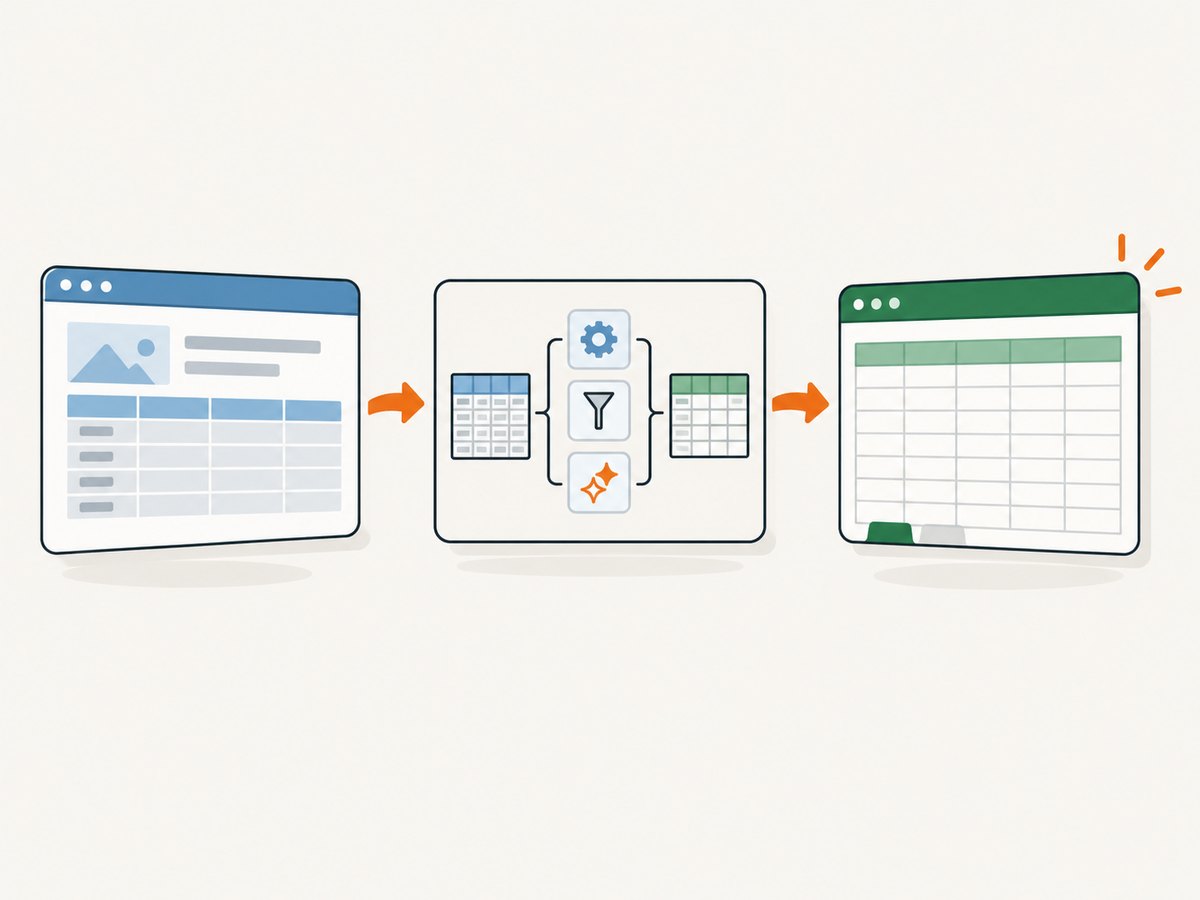 A web table is detected, shaped in Power Query and loaded into Excel.