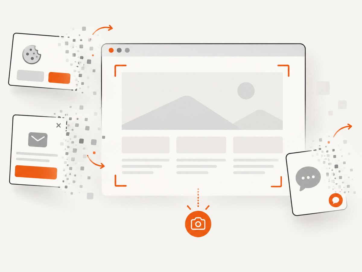 A capture workflow can remove obstructing overlays before saving the final image.